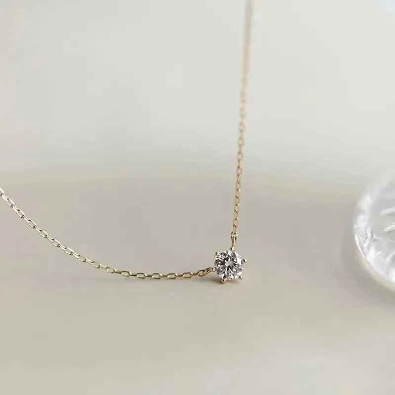S925 Sterling Silver Necklace Set with Zircon Electroplated 14k Gold Women's Fine Style