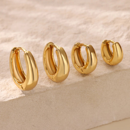Classic Gold Hoop Earrings - Chunky Stainless Steel Minimalist