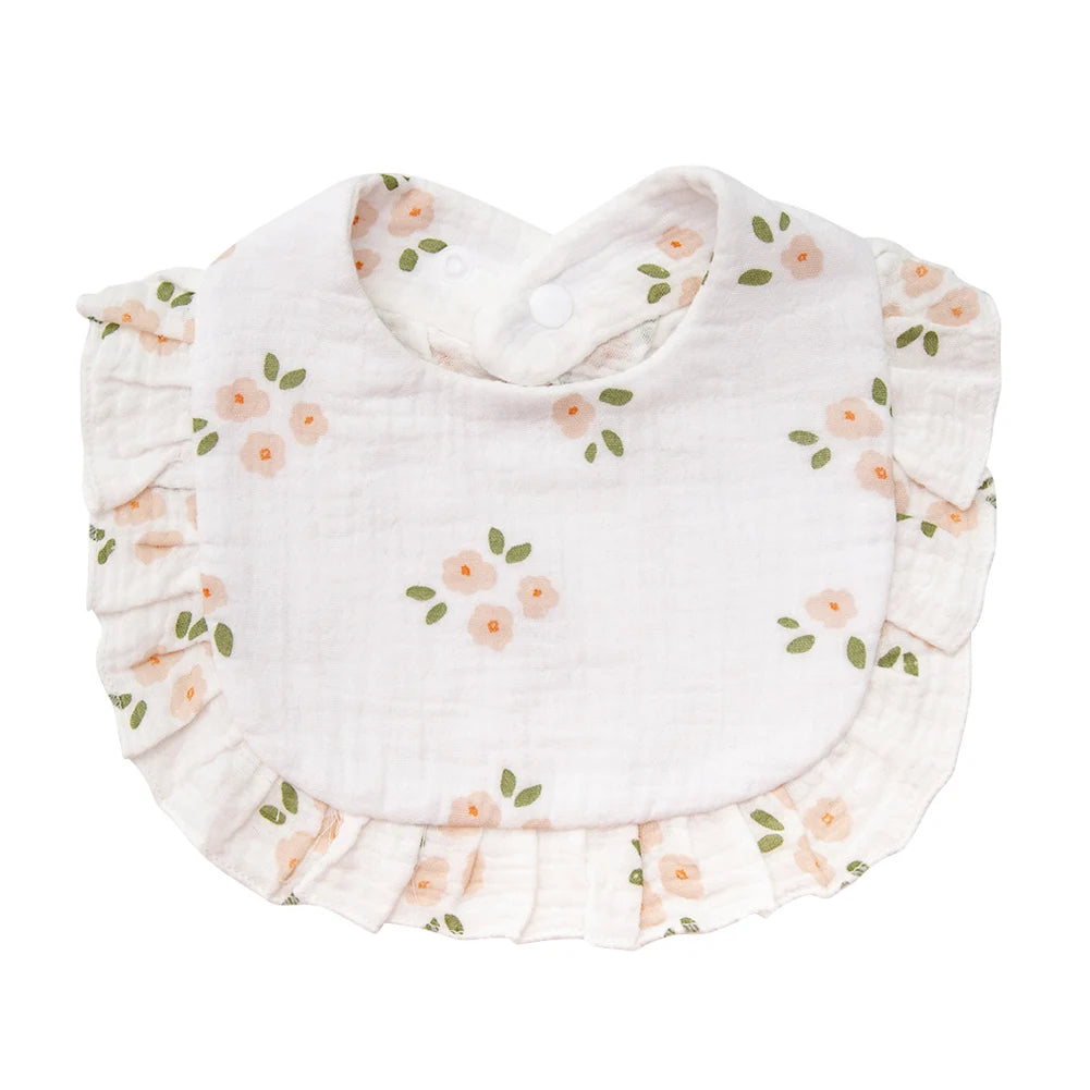 Flower Print Baby Bibs | Adjustable Muslin Cotton Burp Cloths | Girls | USA