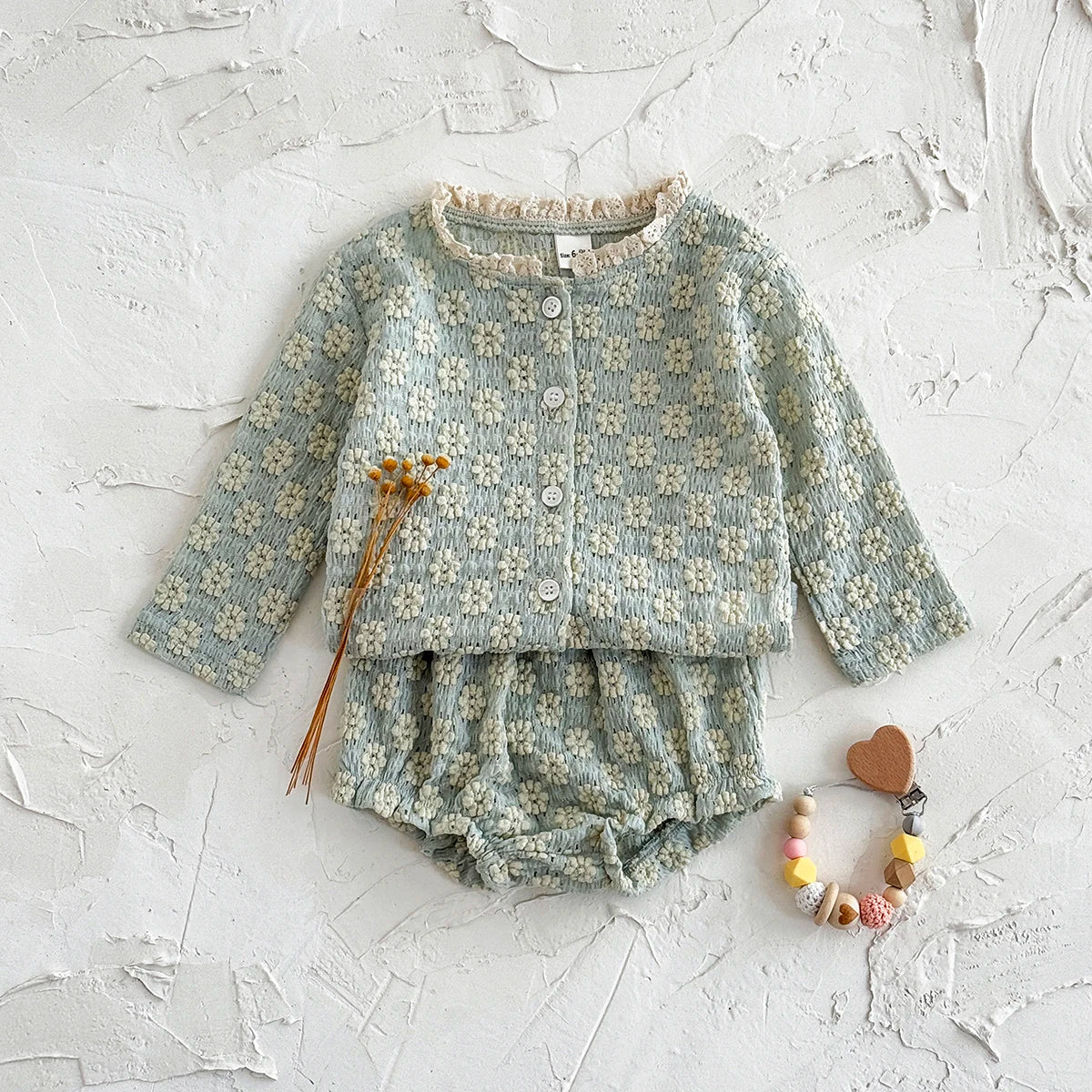 Summer Hot European Style Style Floral Embroidery Baby Onesie Set Breathable Long Sleeve Top + Shorts Baby 2Pcs Set