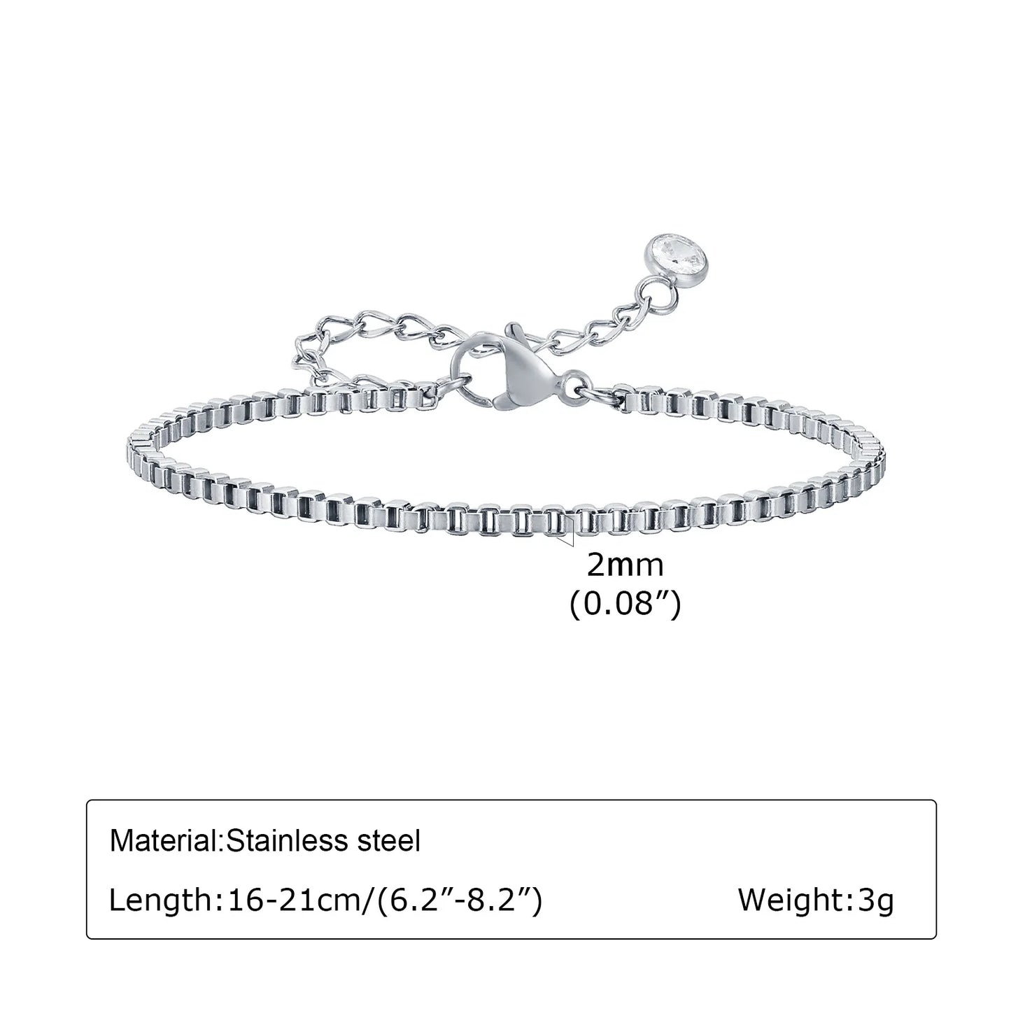 Stainless Steel Link Chain Bracelet | Silver Stackable Layered Set | USA