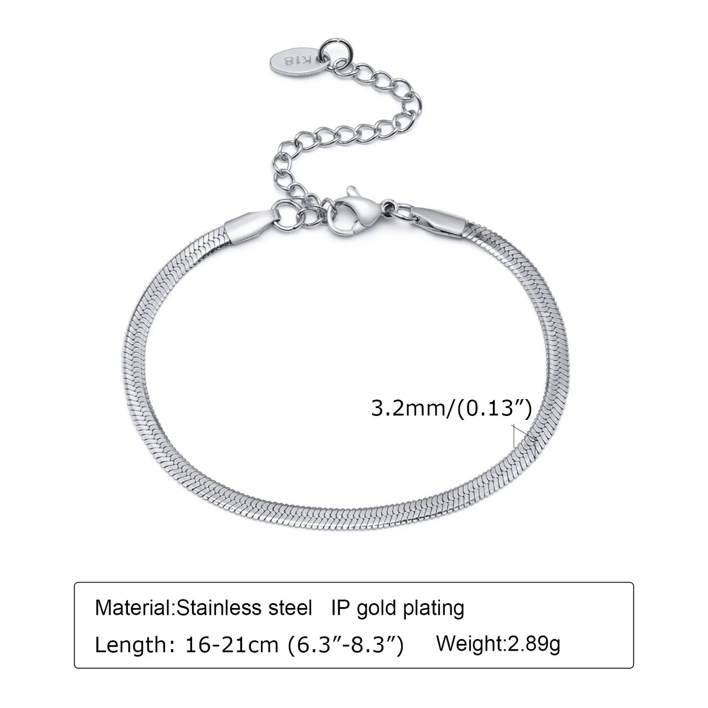 Stainless Steel Link Chain Bracelet | Silver Stackable Layered Set | USA