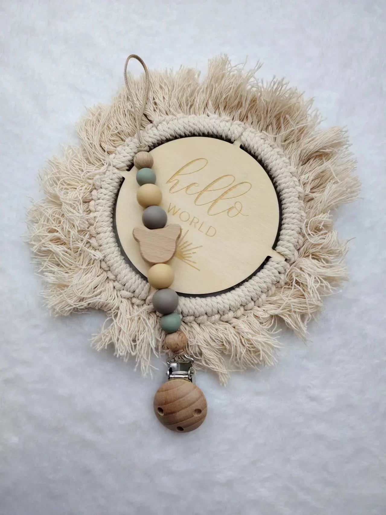 Custom Name Wooden Pacifier Chain | Silicone Bead Dummy Holder | USA Australia
