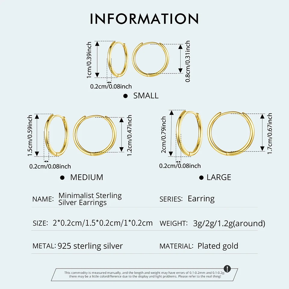 Minimalist Huggie Hoop Earrings - 18K Gold Plated Sterling Silver