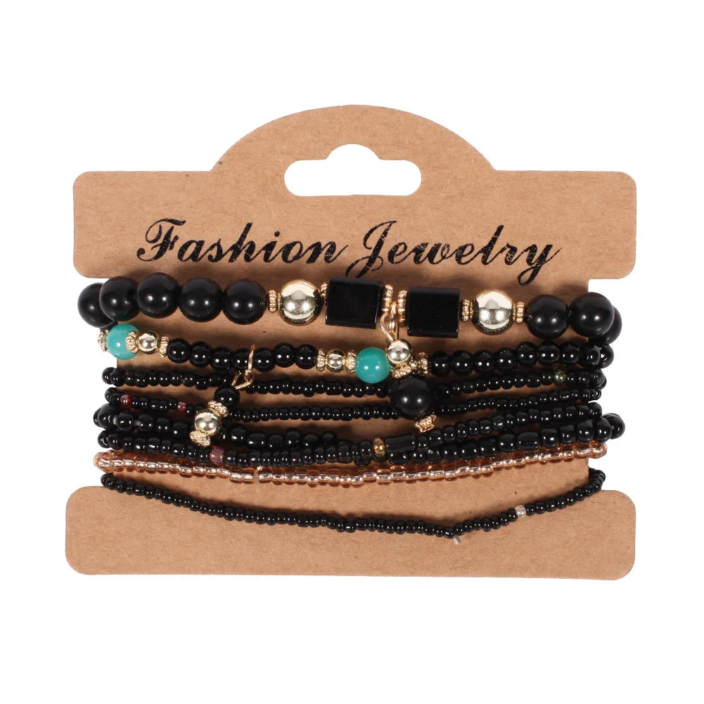 Bohemian Beaded Bracelet Set | Colorful Handmade Layered Bangles | USA Australia