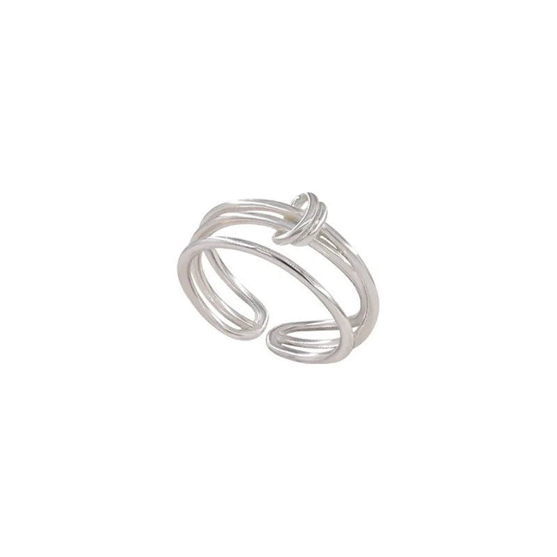 Sterling Silver Flower Bow Ring - Love Combination Adjustable Design