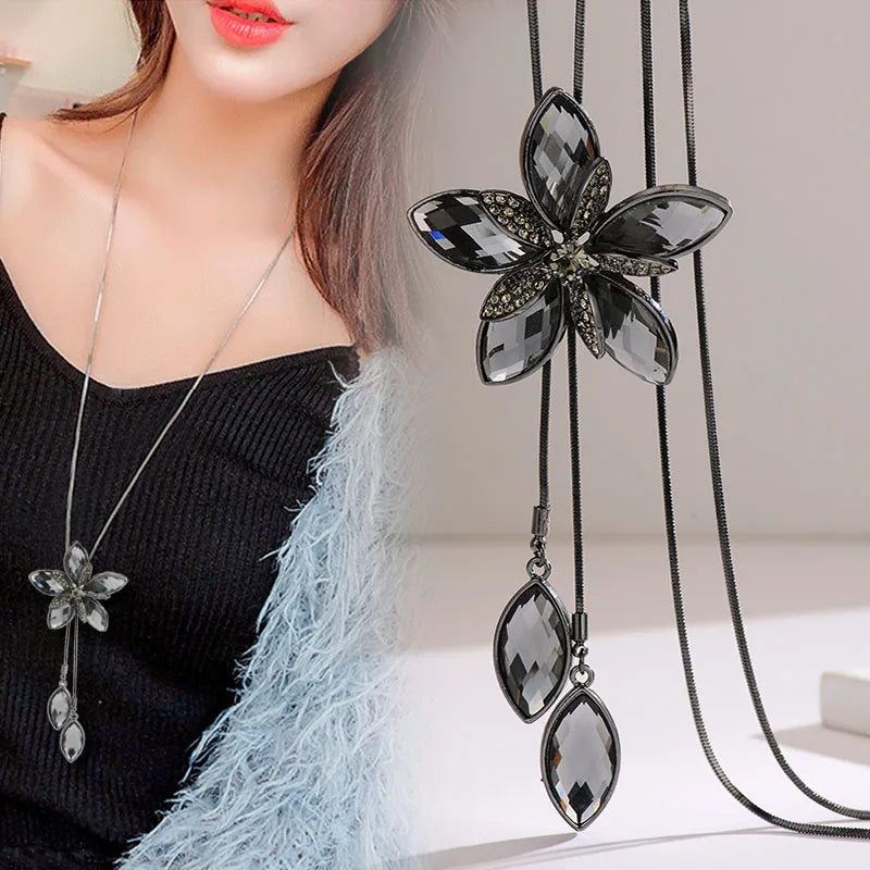 Vintage Crystal Sweater Chain 2025 | Water Drop Long Necklace | Wedding Party