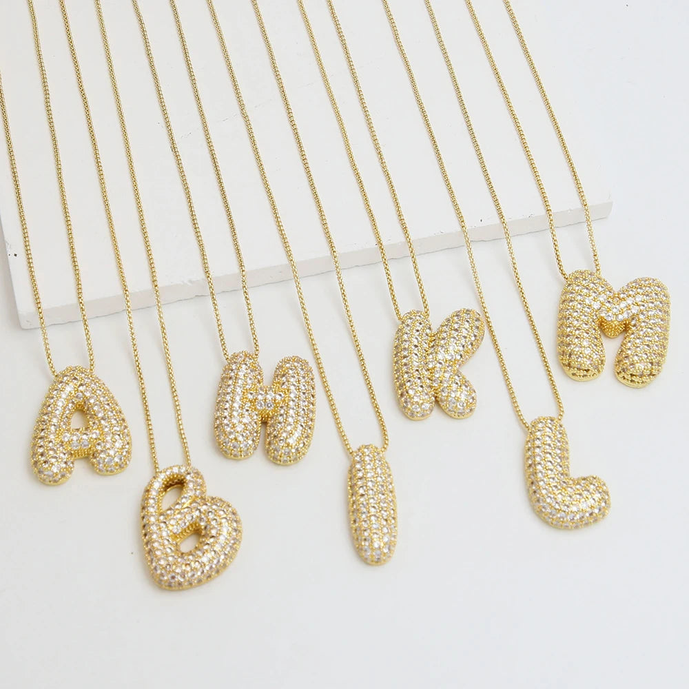 Personalized Initial Letter Necklace | Sparkly CZ Zircon Pendant | USA Australia