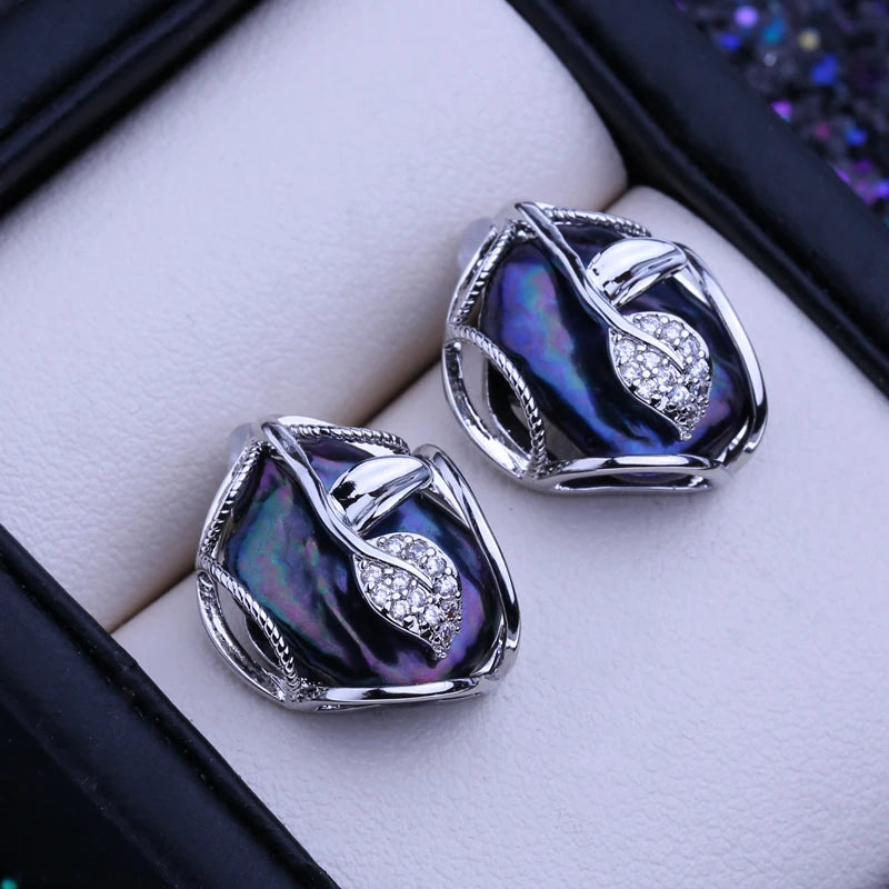 FENASY 925 Sterling Silver Jewelry Sets Big Baroque Natural Pearl Stud Earrings Custom Luxury Necklaces Rings For Women