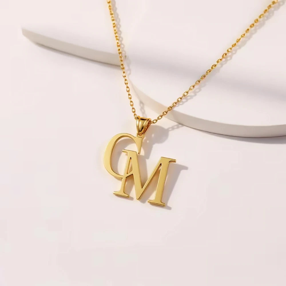 Personalized Couple's Initials Necklace | Stainless Steel Double Letter