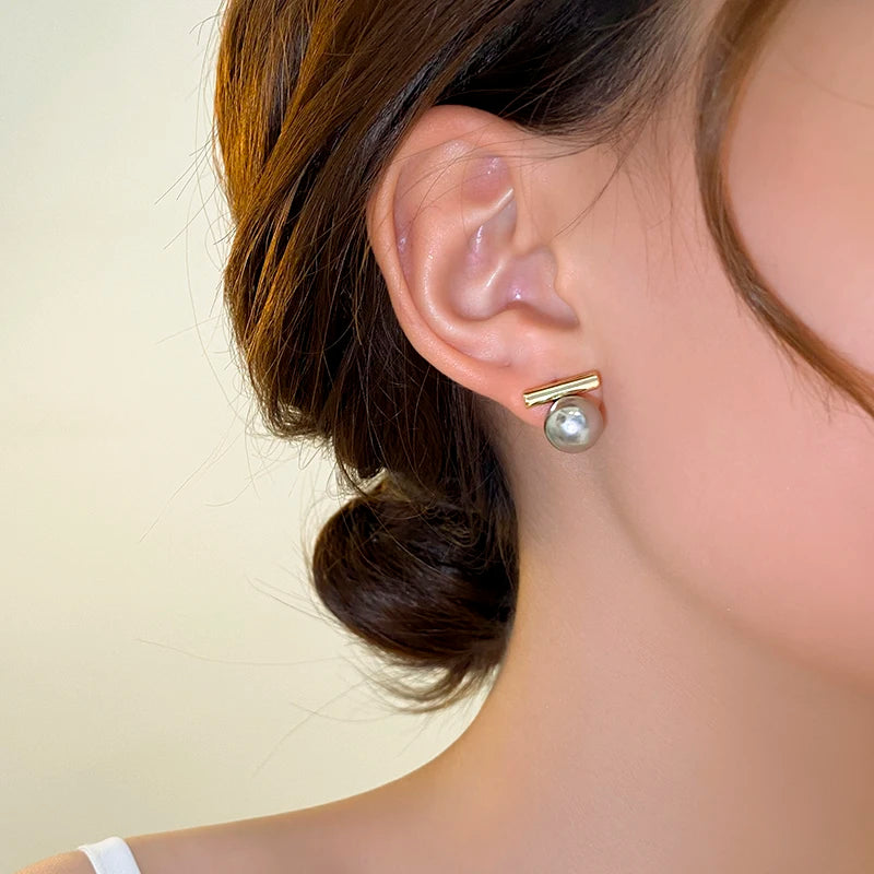 French Minimalist Grey Pearl Pendant Earrings - 2025 Fashion Jewelry