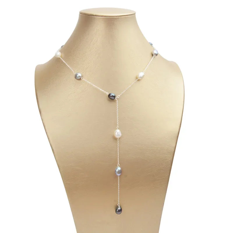 ASHIQI 925 Sterling Silver Baroque Pearl Necklace | Vintage Handmade | USA Australia