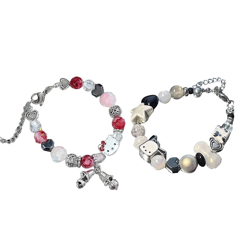 Hello Kitty Sanrio Bracelet | Cute Bell Beaded Charm | Women's Fashion | USA