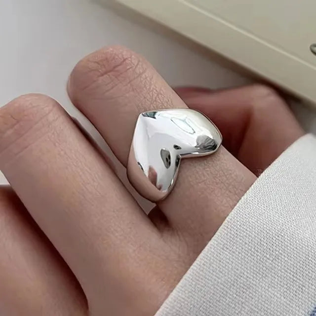 Sterling Silver Flower Bow Ring - Love Combination Adjustable Design