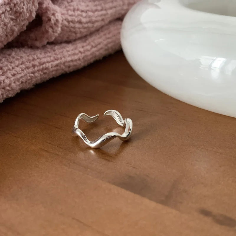 Sterling Silver Flower Bow Ring - Love Combination Adjustable Design