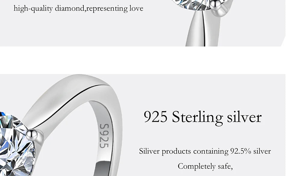 Moissanite Engagement Ring | 925 Sterling Silver | 0.5/1/2CT Options | USA