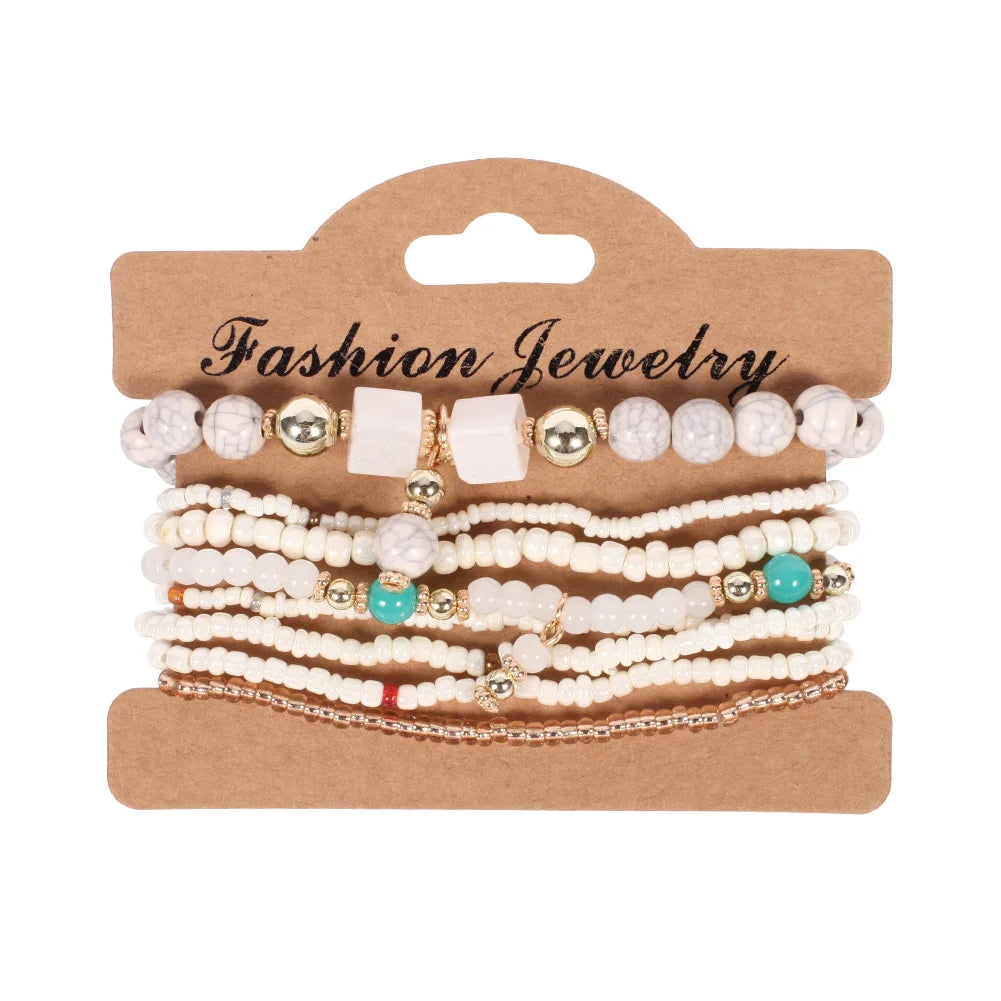 Bohemian Beaded Bracelet Set | Colorful Handmade Layered Bangles | USA Australia