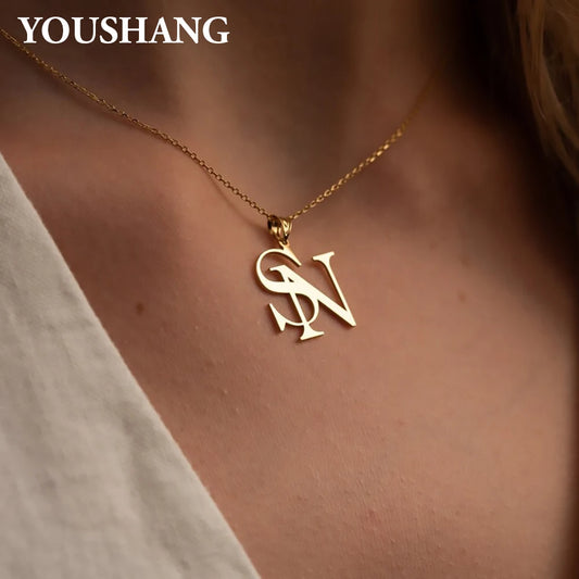 Personalized Couple's Initials Necklace | Stainless Steel Double Letter