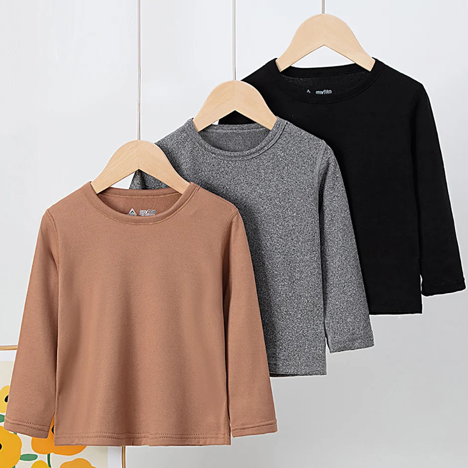 1/3/5 Pack Children's Solid Color Long Sleeve T-shirt | Boys Girls | USA