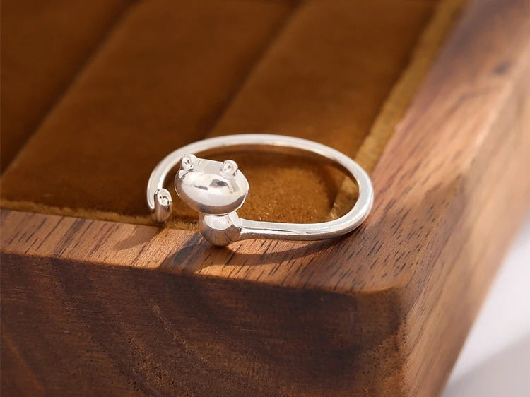 Cute Cat Sterling Silver Ring | Adjustable Animal Design | Women | USA Australia