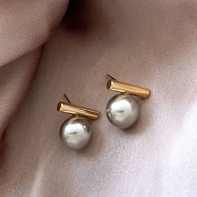 French Minimalist Grey Pearl Pendant Earrings - 2025 Fashion Jewelry