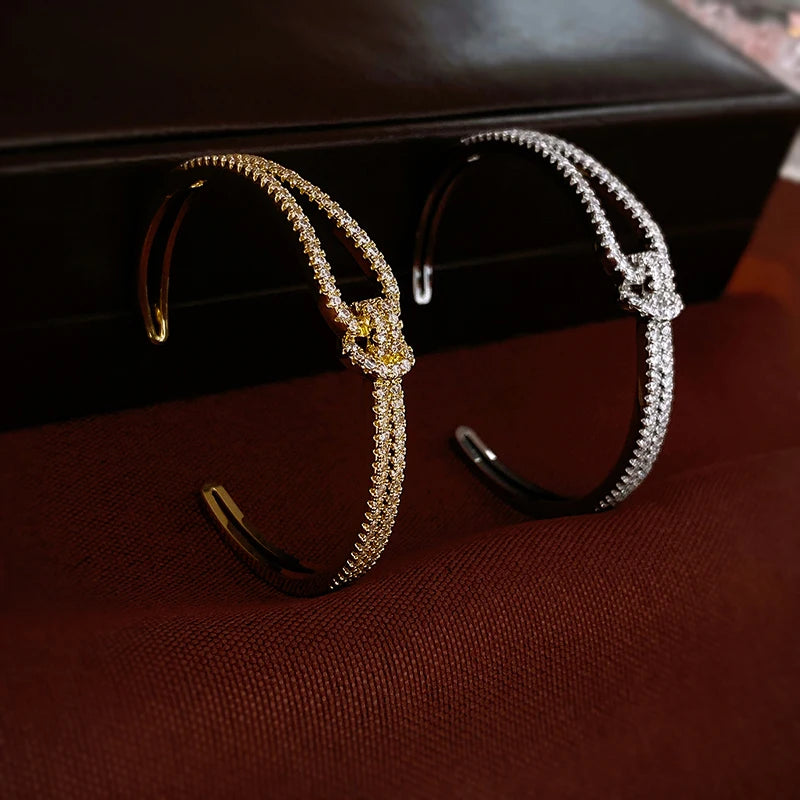 Full Zircon Cuff Bracelet | Gold Plated Copper Minimalist Bangle | USA Australia