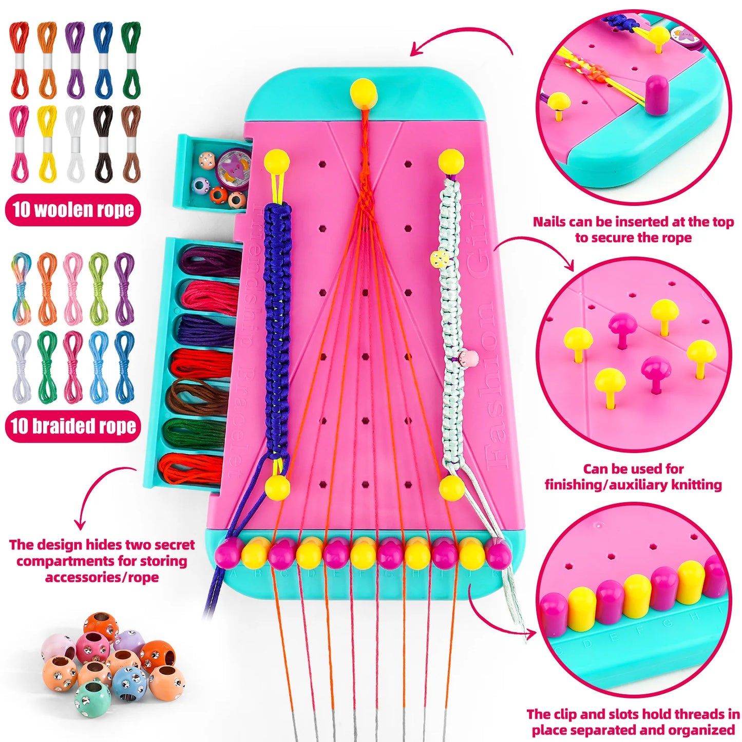 Friendship Bracelet Making Kit for Girls | Arts Crafts String Maker | Birthday Gift | USA