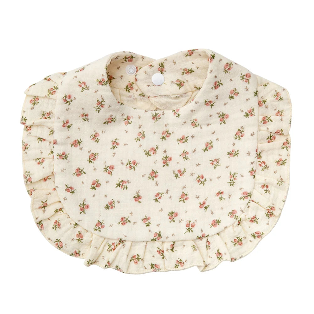 Flower Print Baby Bibs | Adjustable Muslin Cotton Burp Cloths | Girls | USA