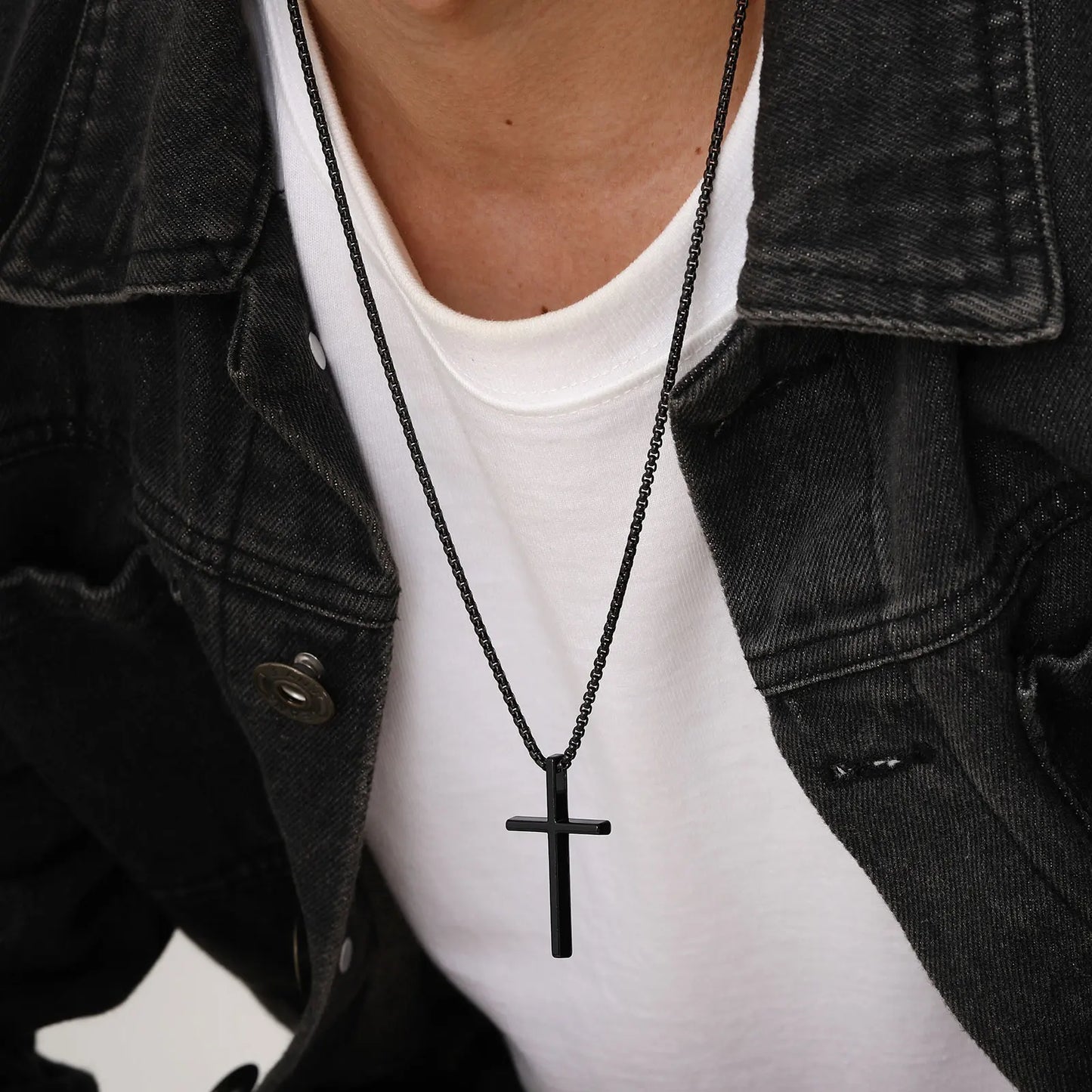 Stainless Steel Cross Necklace | Unisex Silver Pendant | Women Men | USA