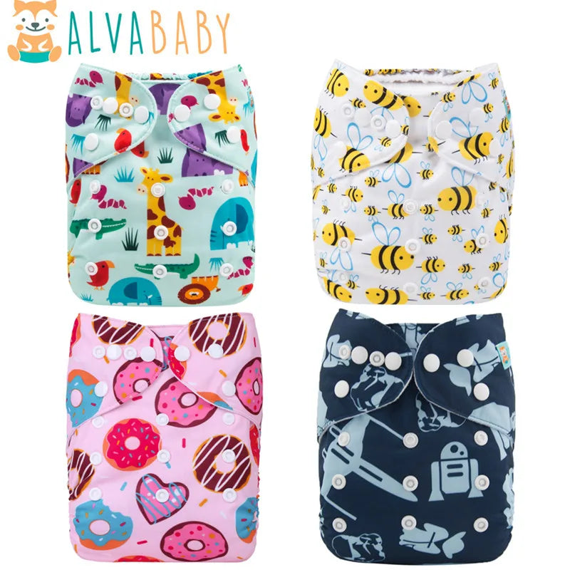 ALVABABY Cloth Diapers | Eco-Friendly Modern Nappy | 3-15kg with Insert | USA