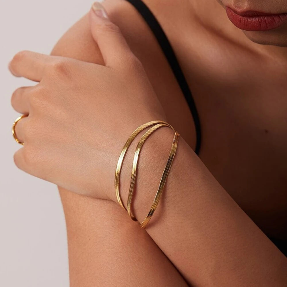 Stainless Steel Snake Chain Bracelet | Gold Plated 2-5mm Width | USA Australia