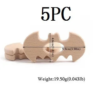 5-Pack Wooden Teether Set | BPA Free Animal Shapes | Hedgehog & Bird | USA
