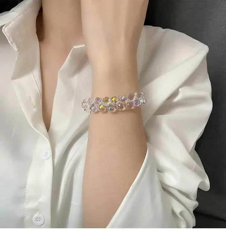 Transparent Crystal Bracelet for Kids | Shiny Stone Beads Elastic Bangle | USA