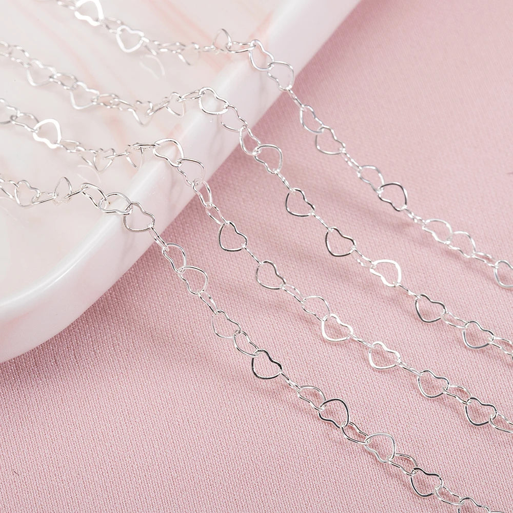 5Meters 1Meter 3mm Necklace Love Heart Chain Silver Gold Copper Link Chains Bracelet for Jewelry Making DIY Components Handmade