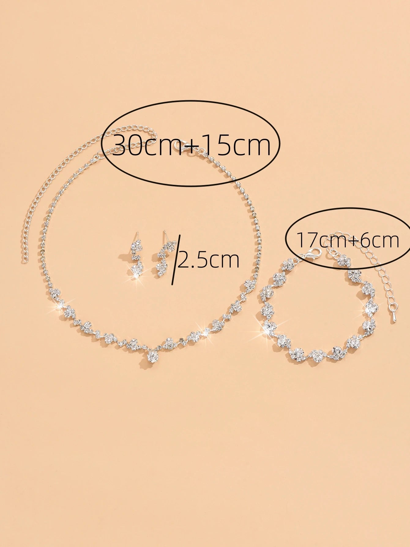 4-Piece Flower Jewelry Set - Necklace Earrings Bracelet Wedding Party