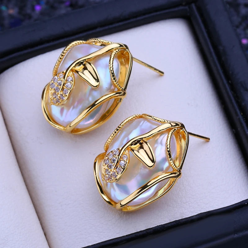 FENASY 925 Sterling Silver Jewelry Sets Big Baroque Natural Pearl Stud Earrings Custom Luxury Necklaces Rings For Women