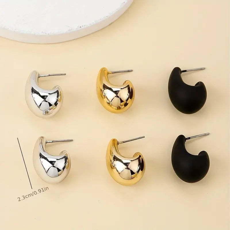 Vintage Teardrop Stud Earrings - Elegant Lightweight Set