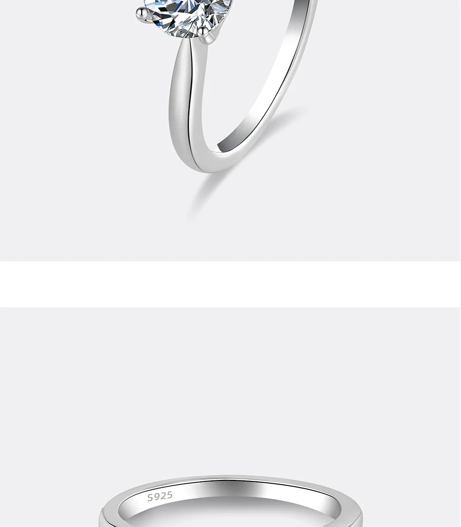 Moissanite Engagement Ring | 925 Sterling Silver | 0.5/1/2CT Options | USA