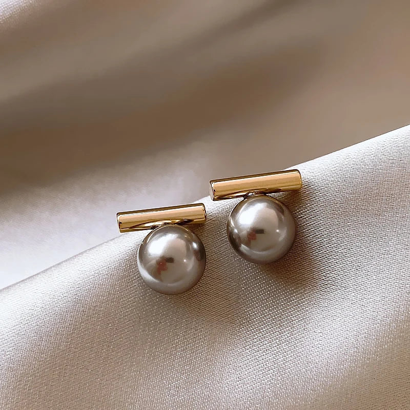French Minimalist Grey Pearl Pendant Earrings - 2025 Fashion Jewelry