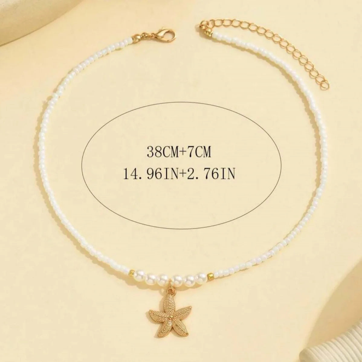 Bohemian Starfish Beach Necklace for Women | Pearl Beaded Choker | Summer | USA
