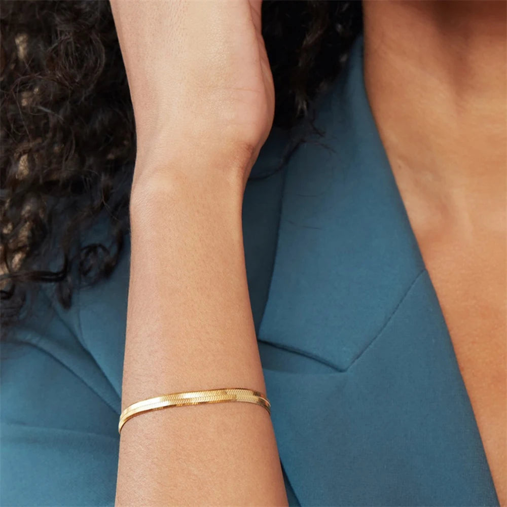 Stainless Steel Snake Chain Bracelet | Gold Plated 2-5mm Width | USA Australia