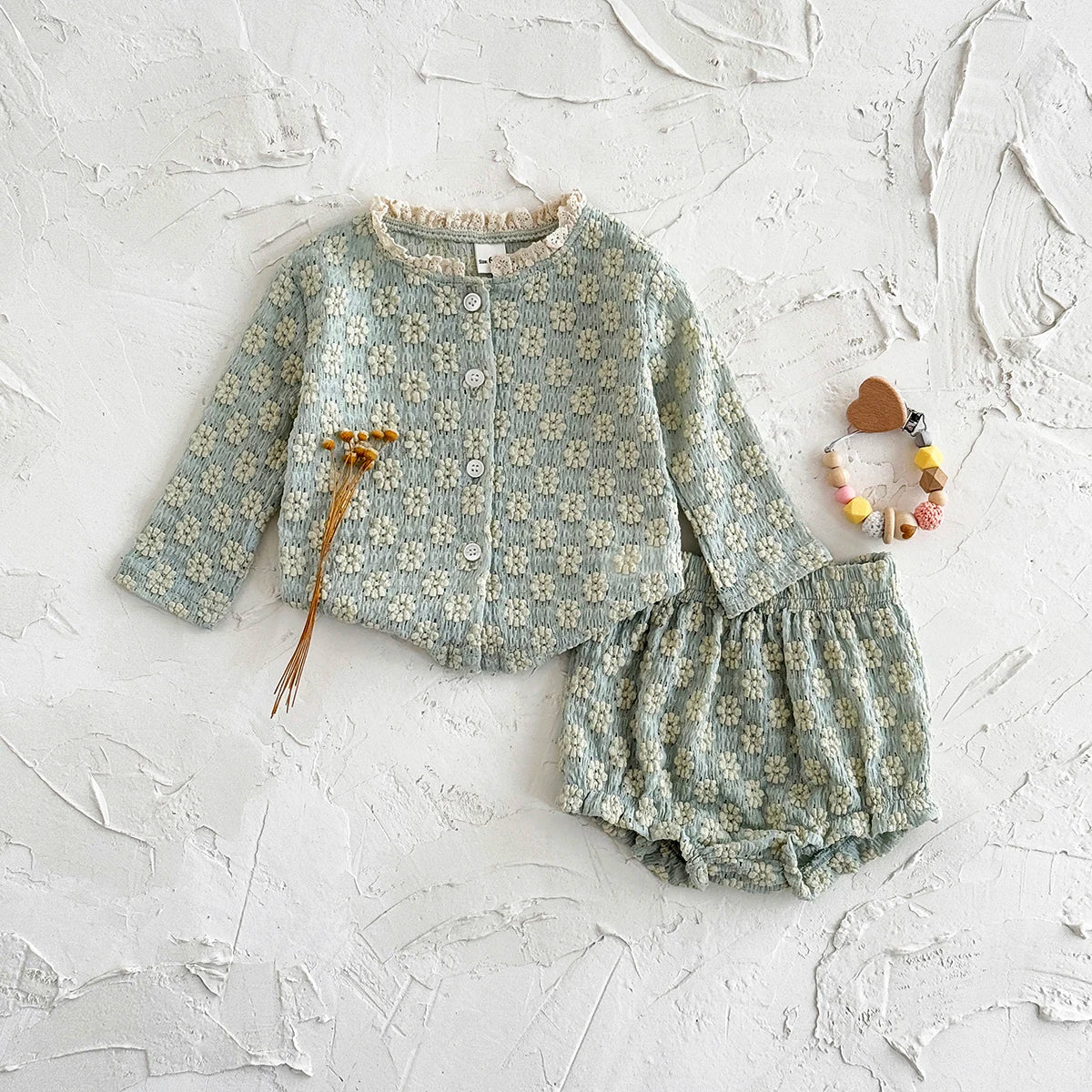 Summer Hot European Style Style Floral Embroidery Baby Onesie Set Breathable Long Sleeve Top + Shorts Baby 2Pcs Set