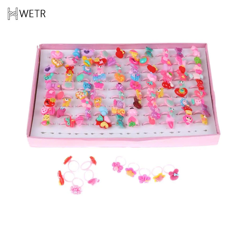10 Pcs Kids Rings Set for Girls | Cute Colorful Resin Rings | Party Favors | Ships USA & Australia