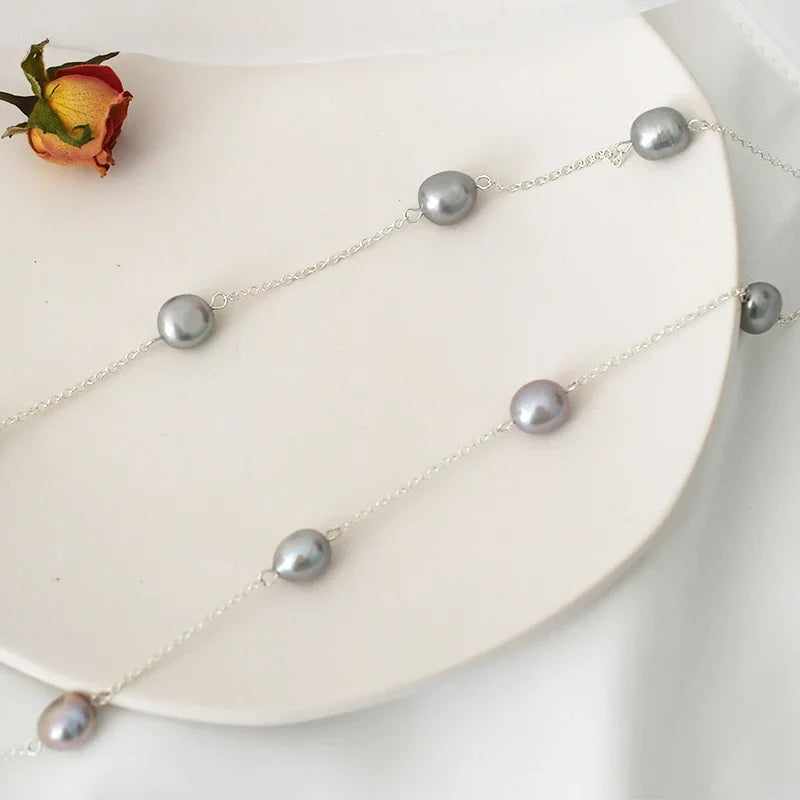 ASHIQI 925 Sterling Silver Baroque Pearl Necklace | Vintage Handmade | USA Australia