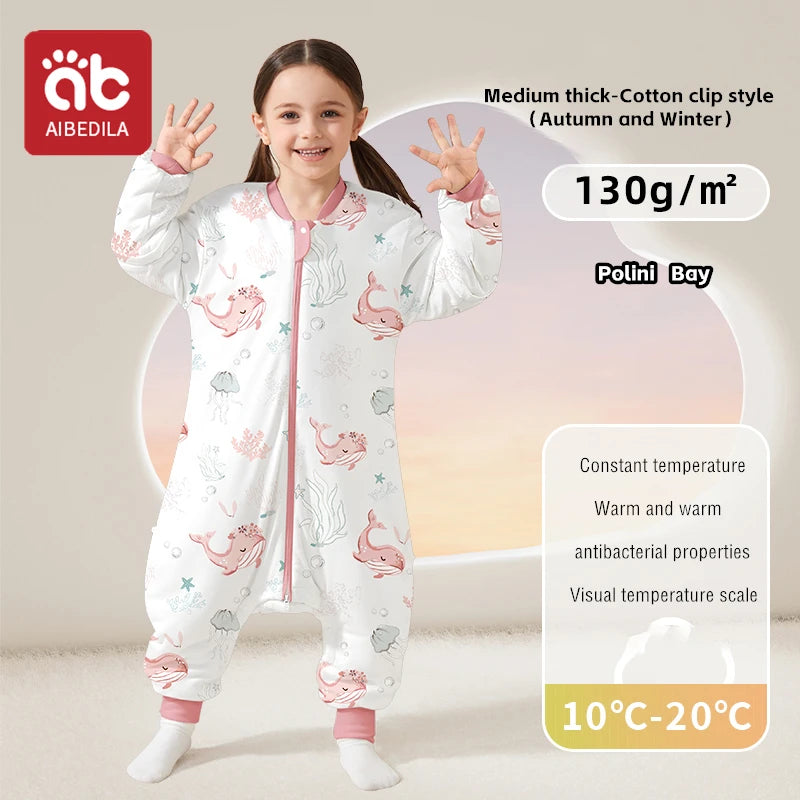 AIBEDILA Kids Onesie Boys Girls Long Sleeve Bamboo Cotton Pajamas Children Winter Cartoon Pyjama Baby Sleepwear Sleeping Bag