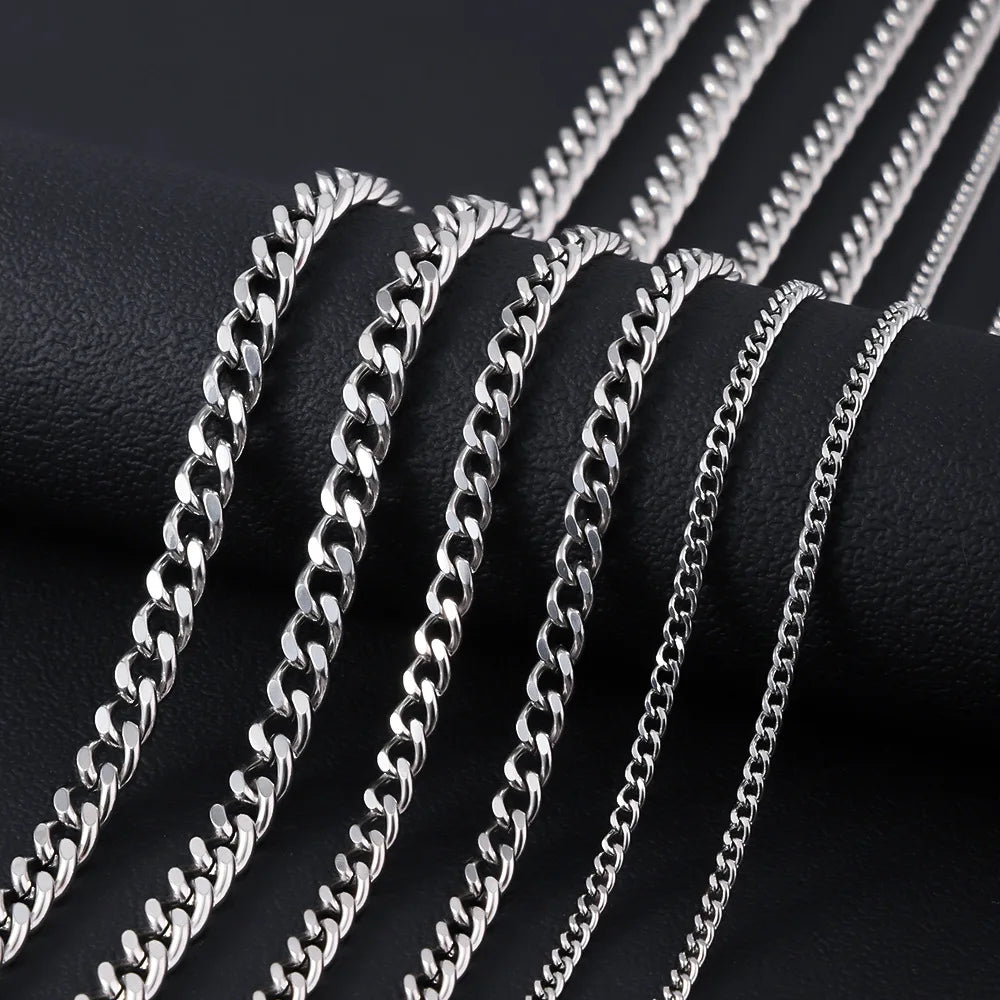 Punk Cuban Chain Necklace | Stainless Steel Curb Link Choker | Women Men | USA