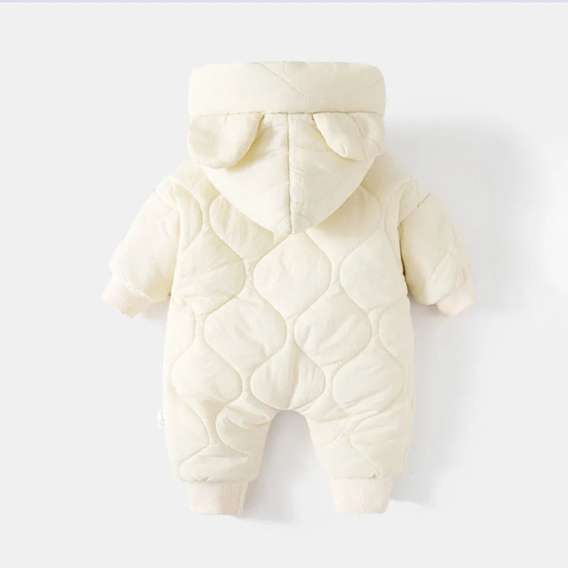 Winter Baby Fur Lining Romper | Warm Toddler Cartoon Bear Jumpsuit | USA