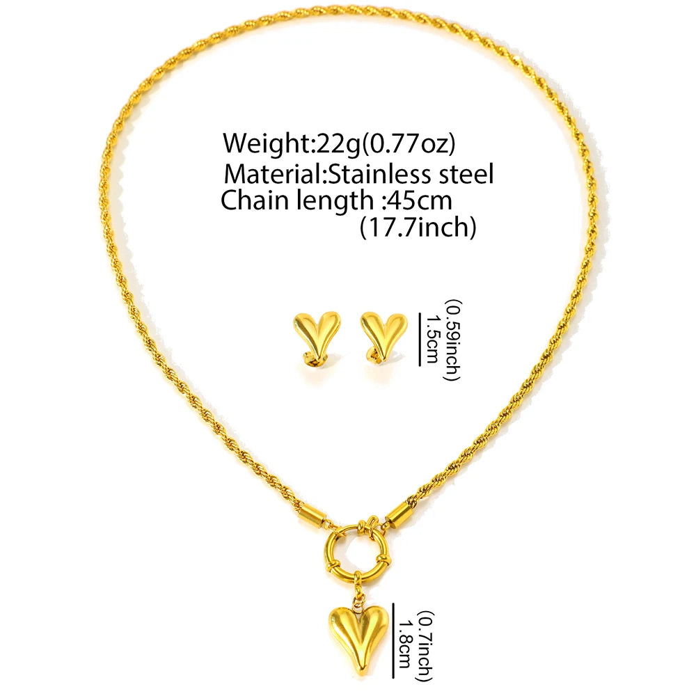 Stainless Steel Necklace Superior Feeling Delicate Twist Chain Chic Heart Pendant Gorgeous Necklace For Women Jewelry Handmade