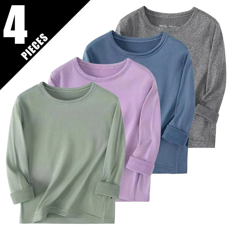 1/3/5 Pack Children's Solid Color Long Sleeve T-shirt | Boys Girls | USA