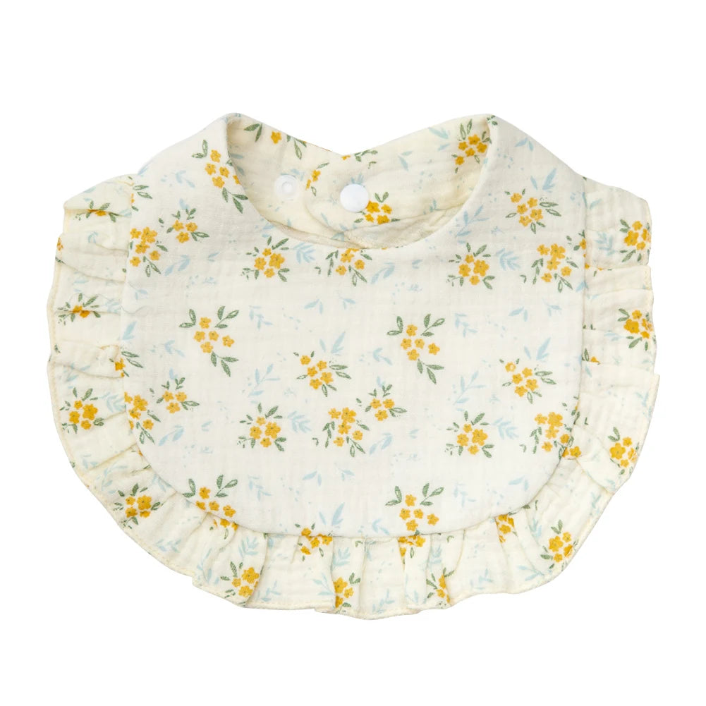 Flower Print Baby Bibs | Adjustable Muslin Cotton Burp Cloths | Girls | USA